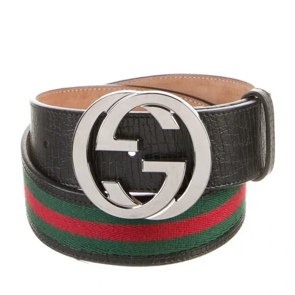 小物 gucci belt Authentic Gucci Blue GG Supreme Silver Interlocking G Buckle
